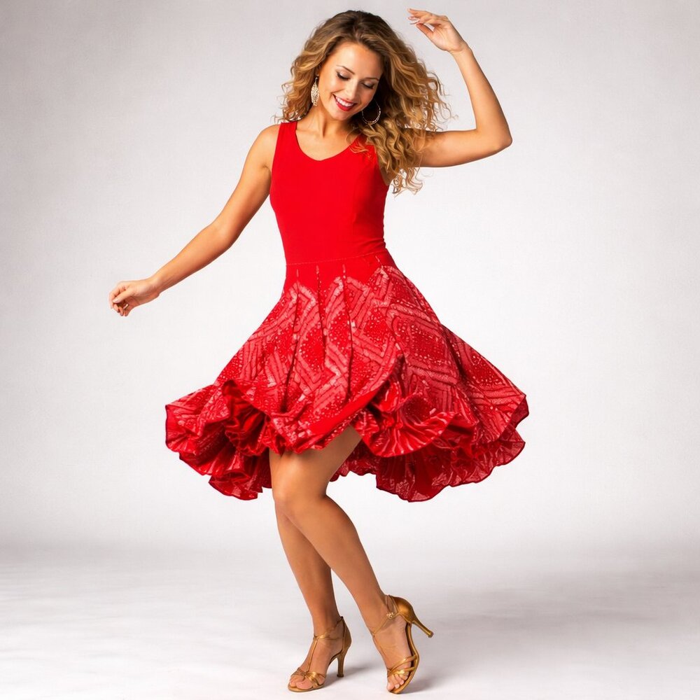 Vasna Sleeveless Cotton Midi Bubble Dress Bandana Red Medium
